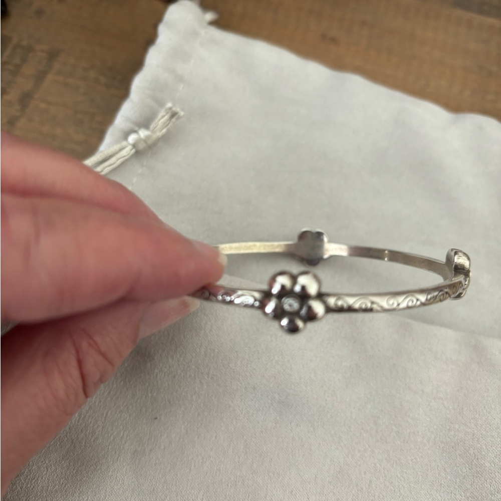 Brighton Silver Cuff Bracelet with Floral Detail